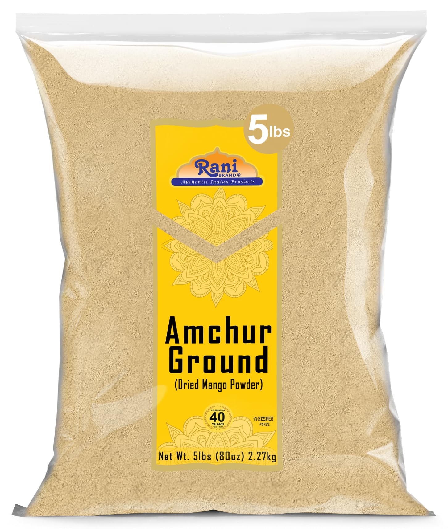 Rani Amchur (Mango) Ground Powder Spice 80oz (5lbs) 2.27kg Bulk ~ All Natural, Indian Origin | No Color | Gluten Friendly | Vegan | NON-GMO | Kosher |