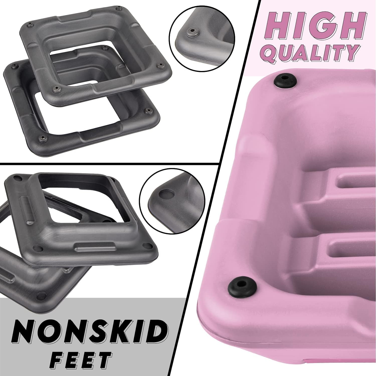 Yes4All CXKW 40.6 x 40.6 cm Adjustable High Step Aerobic Platform with 4 Risers (Pink-Grey)
