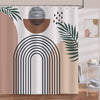 Bonhause Mid Century Abstract Shower Curtain 180 x 180 cm Boho Arch Sun Beige Modern Minimalistic Bathroom Curtain Waterproof Mildew & Mould Resistant