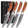 XINZUO Damascus Steel 4Pcs Steak Knife Set, 12.7cm Premium Dinner Knife Set Sharp Kitchen Table Knives -Straight Edge Blade -Triple Rivet -with Gift