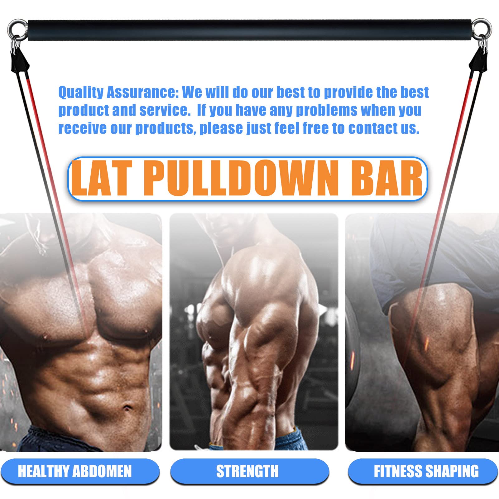 KORIKAHM LAT Pull Down Bar Cable Attachments for Gym, LAT Pulldown Attachments, Straight Bar, Resistance Band Bar for Weightlifting Workout (Long bar
