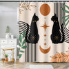 MIRRORANG Cute Black Cat Shower Curtain, Mid Century Modern Shower Curtain Set with 12 Hooks, Abstract Boho Plant Bath Curtains Durable Fabric Machine