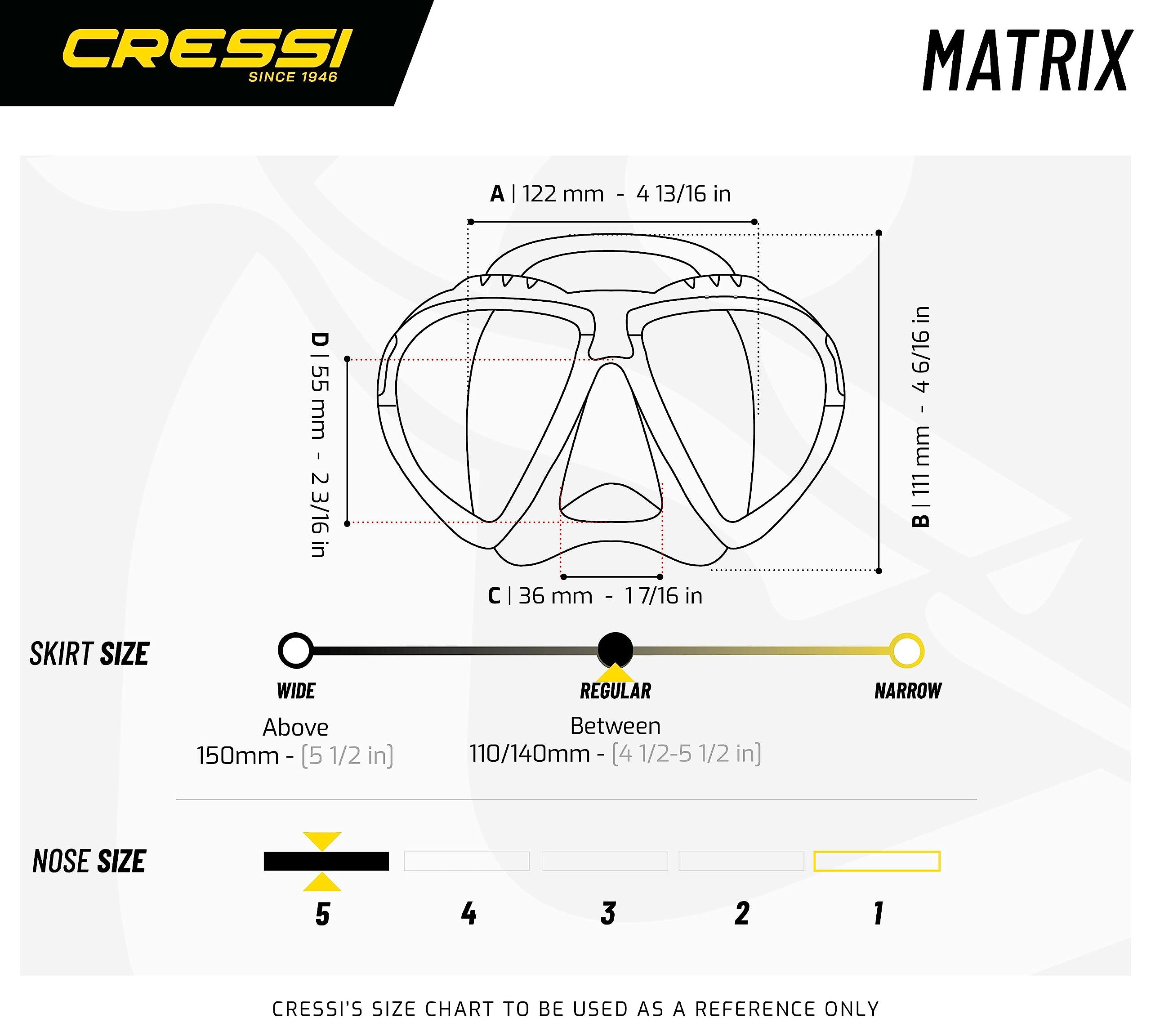 Cressi Adult Matrix Snorkelling Mask - Clear/Yellow