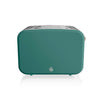 Swan ST14610GREN Nordic 2-Slice Toaster with Defrost/Reheat/Cancel Functions, Cord Storage, 900W, Green