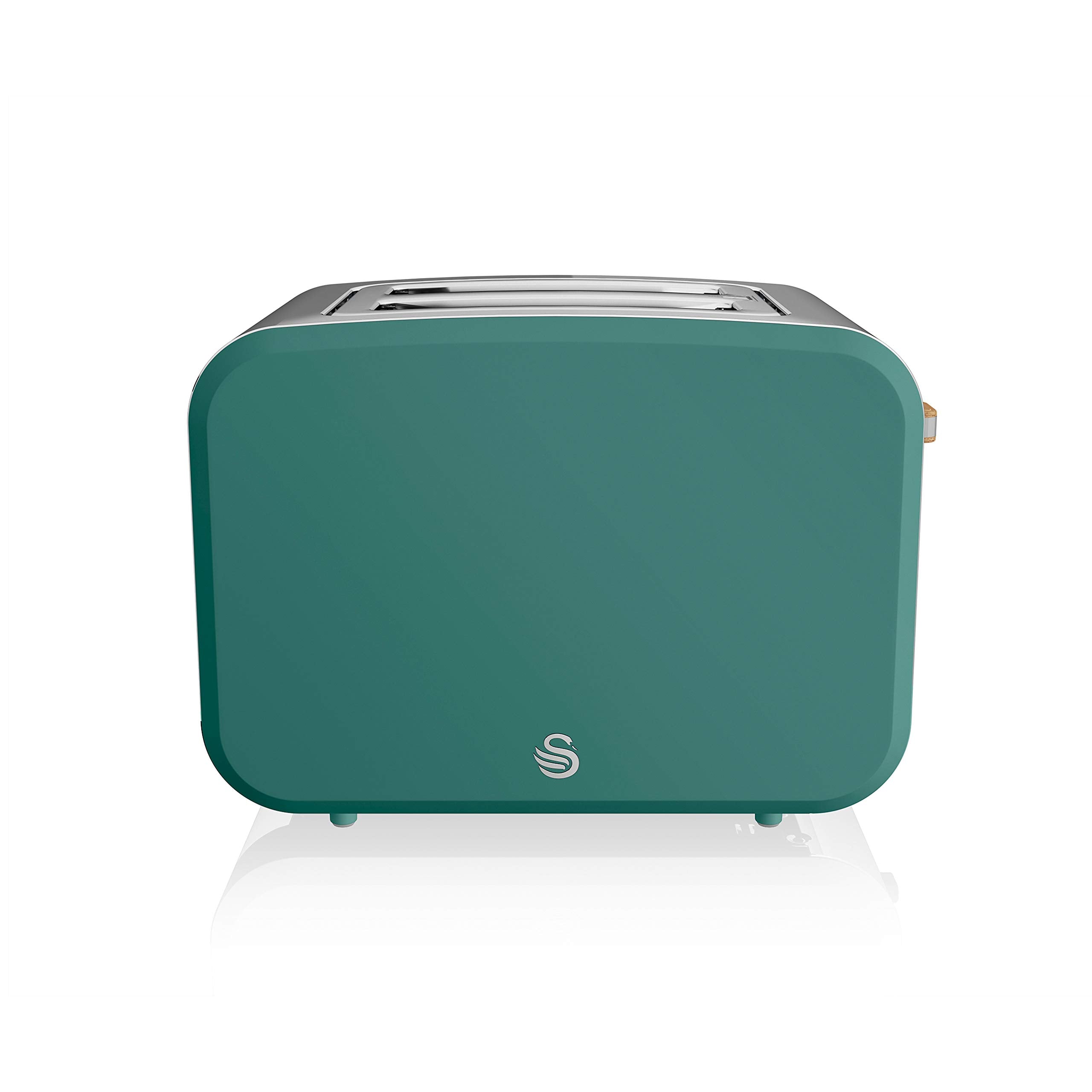 Swan ST14610GREN Nordic 2-Slice Toaster with Defrost/Reheat/Cancel Functions, Cord Storage, 900W, Green