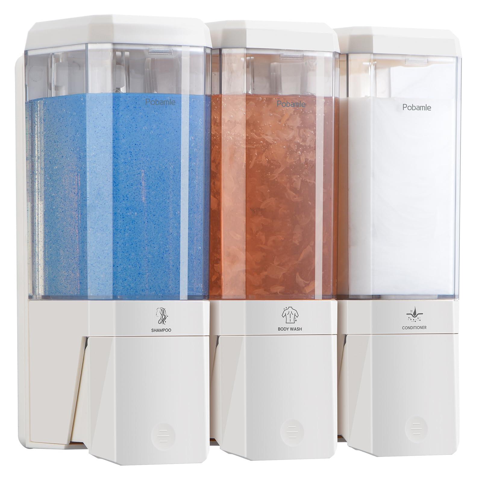 Shampoo and Conditioner Dispenser Wall Mounted, Shower Soap Dispenser No Drill Upadate Easy Slot Install, Shampoo Dispenser for Shower Bathroom Large