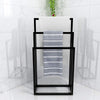 Metal Towel Bathroom Rack 3 Bars Freestanding Drying Shelf 3 Tier Storage Organizer Washcloths Holder (Black)
