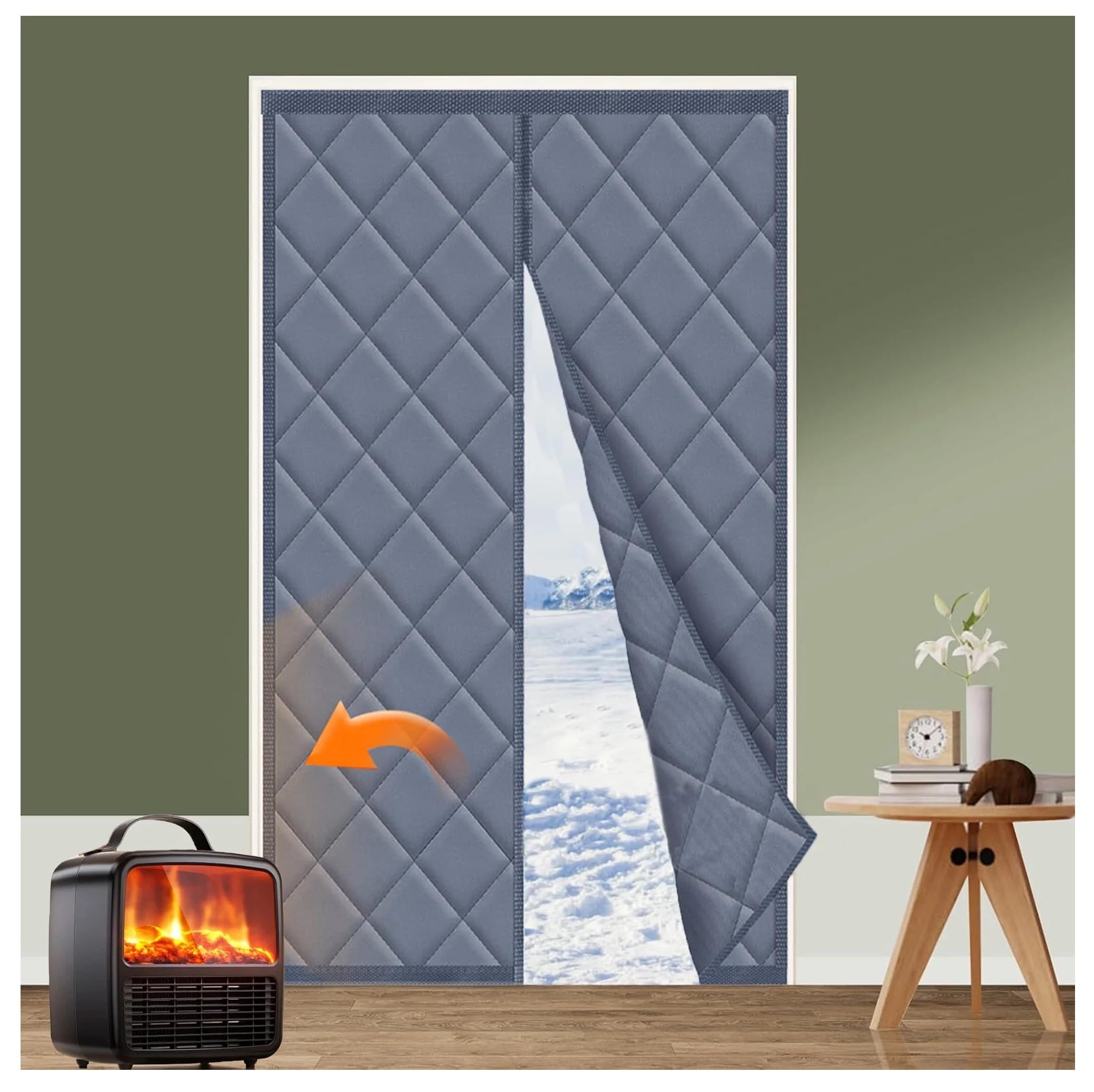 Homebay? Magnetic Thermal Insulated Door Curtain for Winter |100 x 210cm | Thickened Oxford Fabric Doorway Curtain Screen Door Cover Insulation Draft