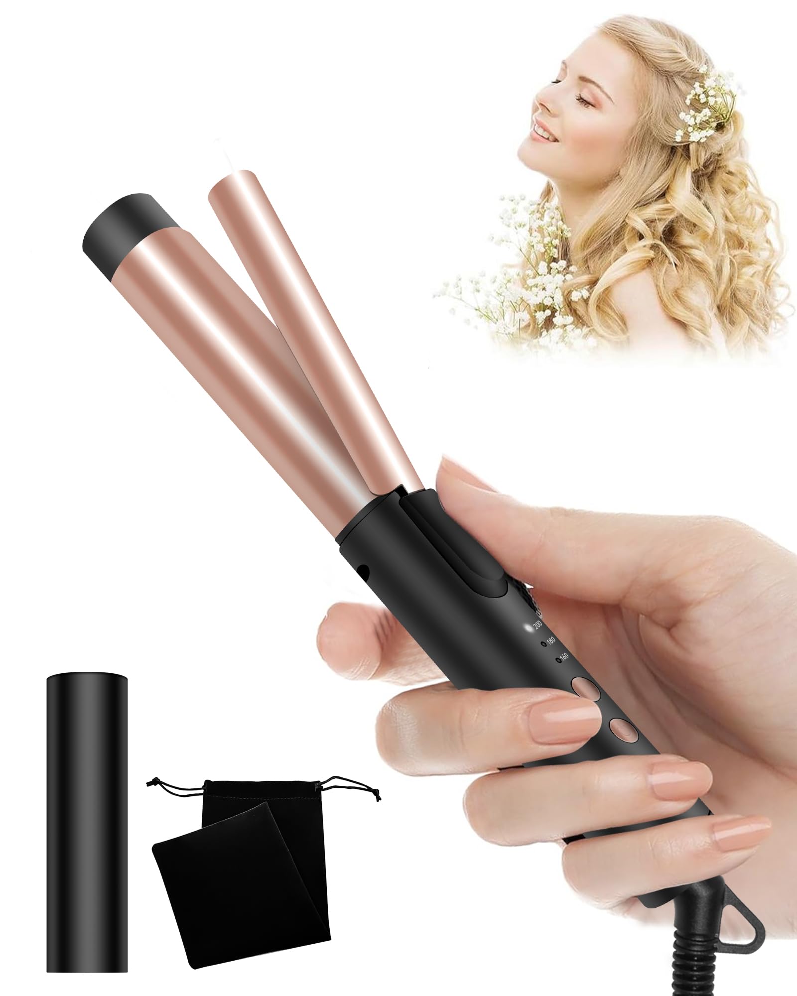Curling Tongs for Short Hair Medium Long Hair, 25mm Mini Curling Iron- UKLISS 1 Inch Travel Friendly Ceramic Mini Hair Curler Wand, 3 Temps Adjustable