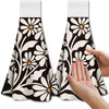 CUTHOLLOW Abstract Floral Tea Towels for Kitchen with Loop, Set of 2 - Soft & Super Absorbent Microfiber Decorative Hanging Dish & Hand Towel, Tea,