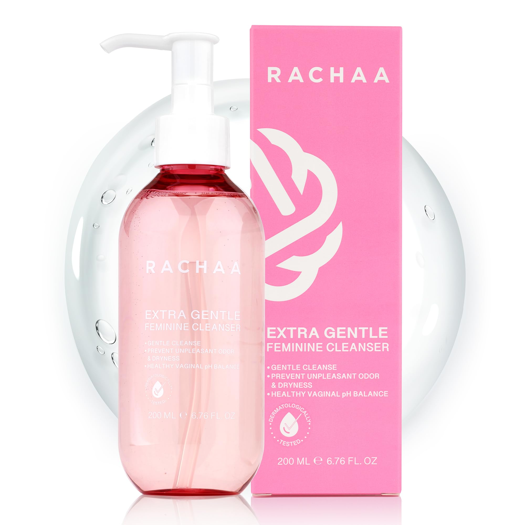 RACHAA Feminine Wash for Women - Gentle Daily Intimate Cleanser for Lightening, Moisturizing, Cleansing with Vitamin C, Tea Tree Oil & Lactic Acid -