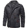 Mens Military Tactical Fleece Jacket Hooded Cotton Warm, Grey, Size L