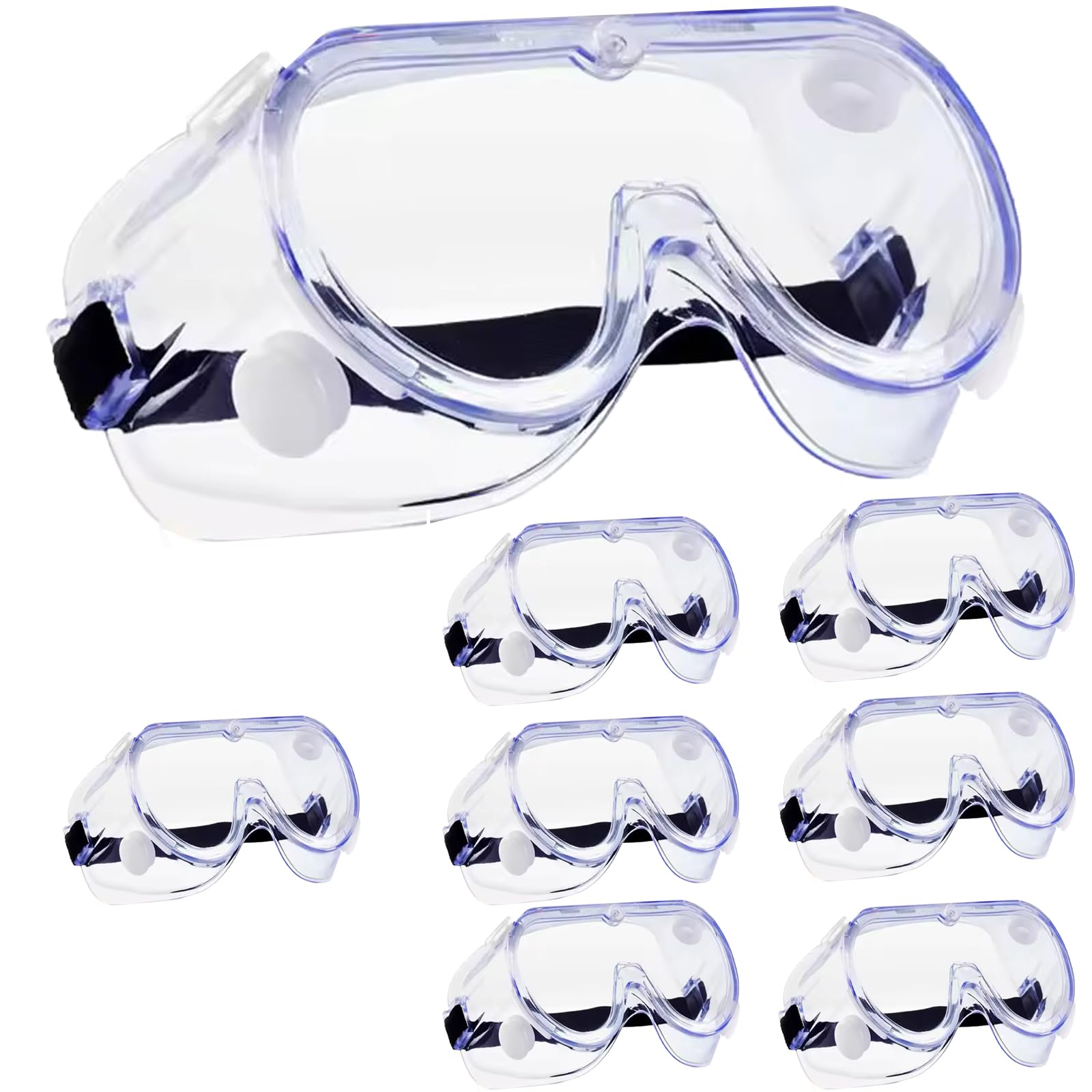 HowseHold Safety Goggles (Pack of 8) Anti Fog Protective Safety Glasses Chemical Splash Resistant Clear Eye Protection for Home Lab Workplace