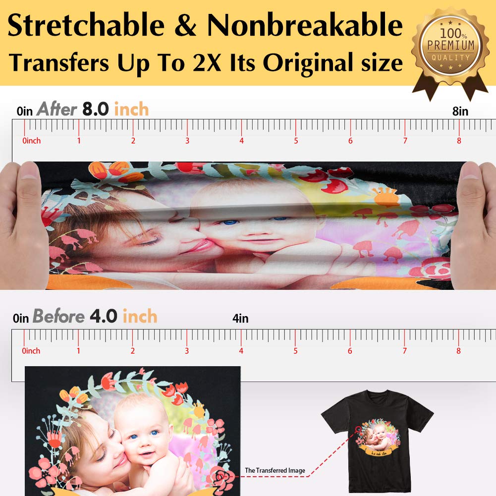 TransOurDream Tru-Transfer Paper -100 Sheets A4 Inkjet Iron On Transfer Paper Heat Transfer Vinyl for Dark T Shirts Fabrics.NO Peeling!NO