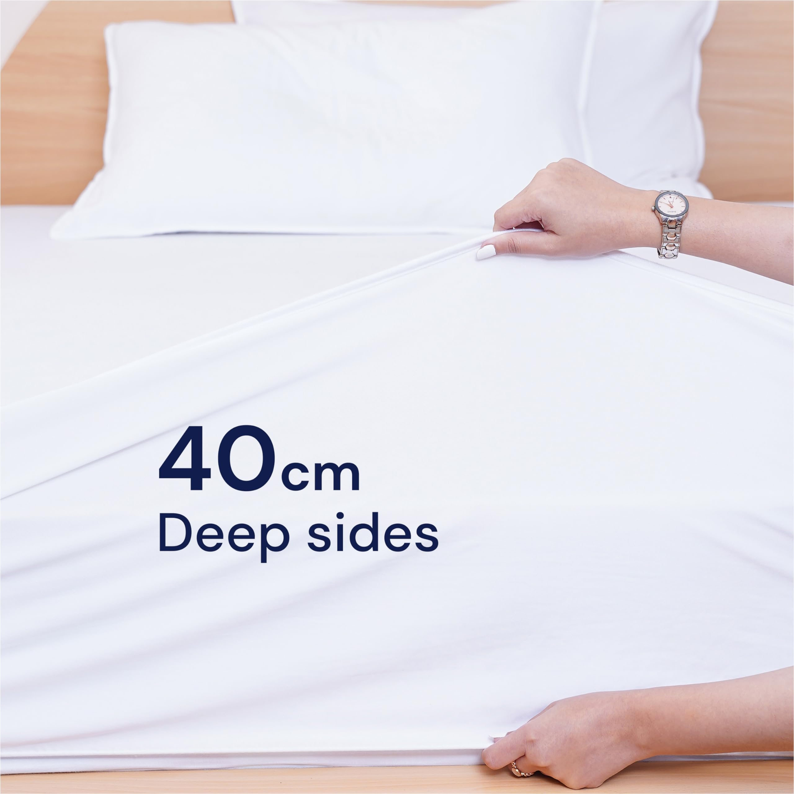 Sheet Story Waterproof Small Double Mattress Protector - 40cm Deep Pocket - Bamboo Fabric, Hypoallergenic and Terry Mattress Protector Small Double