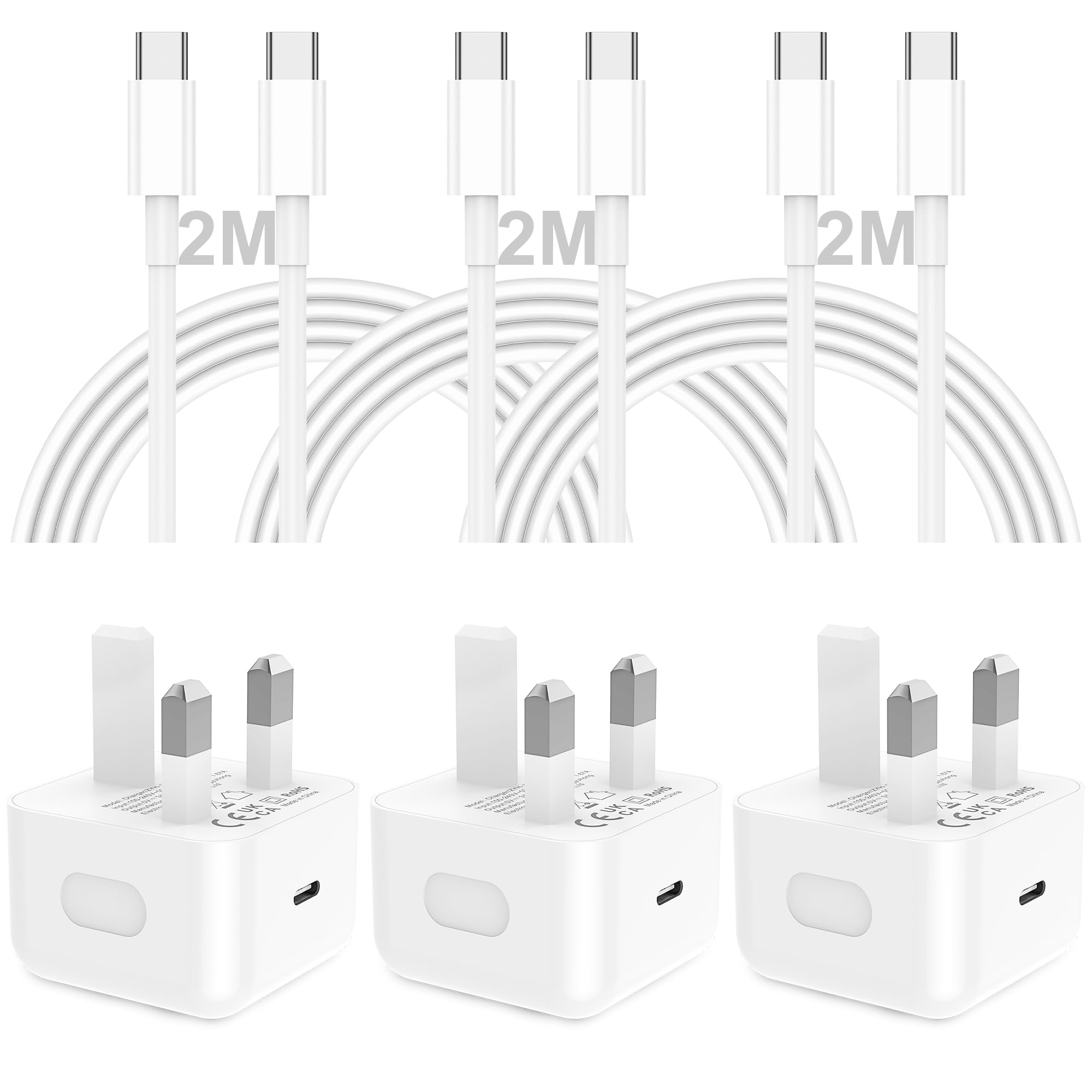 iPhone 17 16 Charger, 3Pack iPhone 15 charger 2M 20W Apple Fact USB C Charger Plug with USB C Cable for iPhone 16/16 Plus/16 Pro Max/15/15 Plus/15