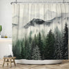 ASDCXZ Forest Shower Curtain 180x180 cm, Natural Landscape Green Fog Forest Jungle Snowberg Birds Bath Washable Shower Curtains Polyester Textile
