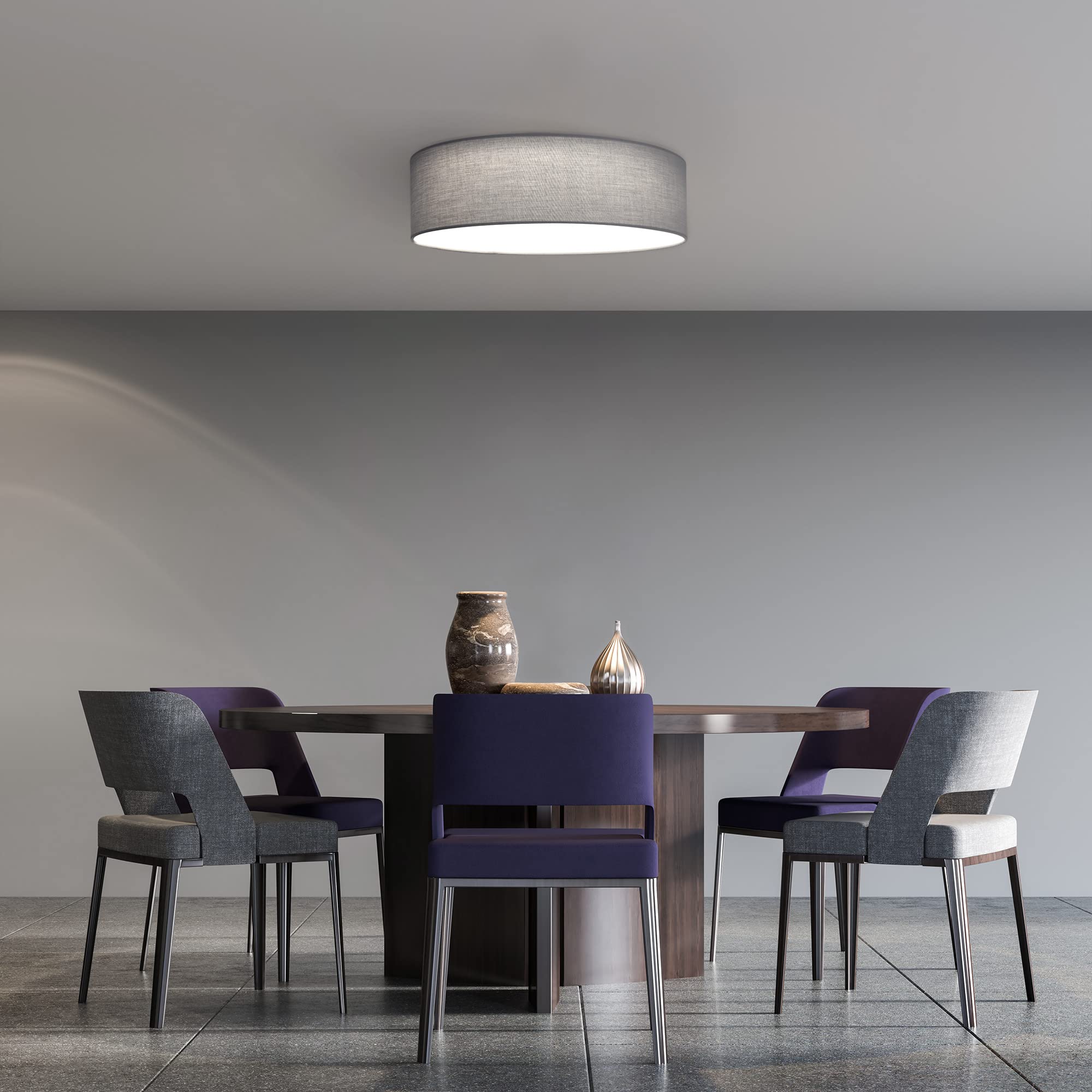 Navaris 22W LED Ceiling Light - 40cm Diameter Remote Controlled Round Flush Mount Ceiling Lamp with Dimmer, Temperature Change- Light Grey