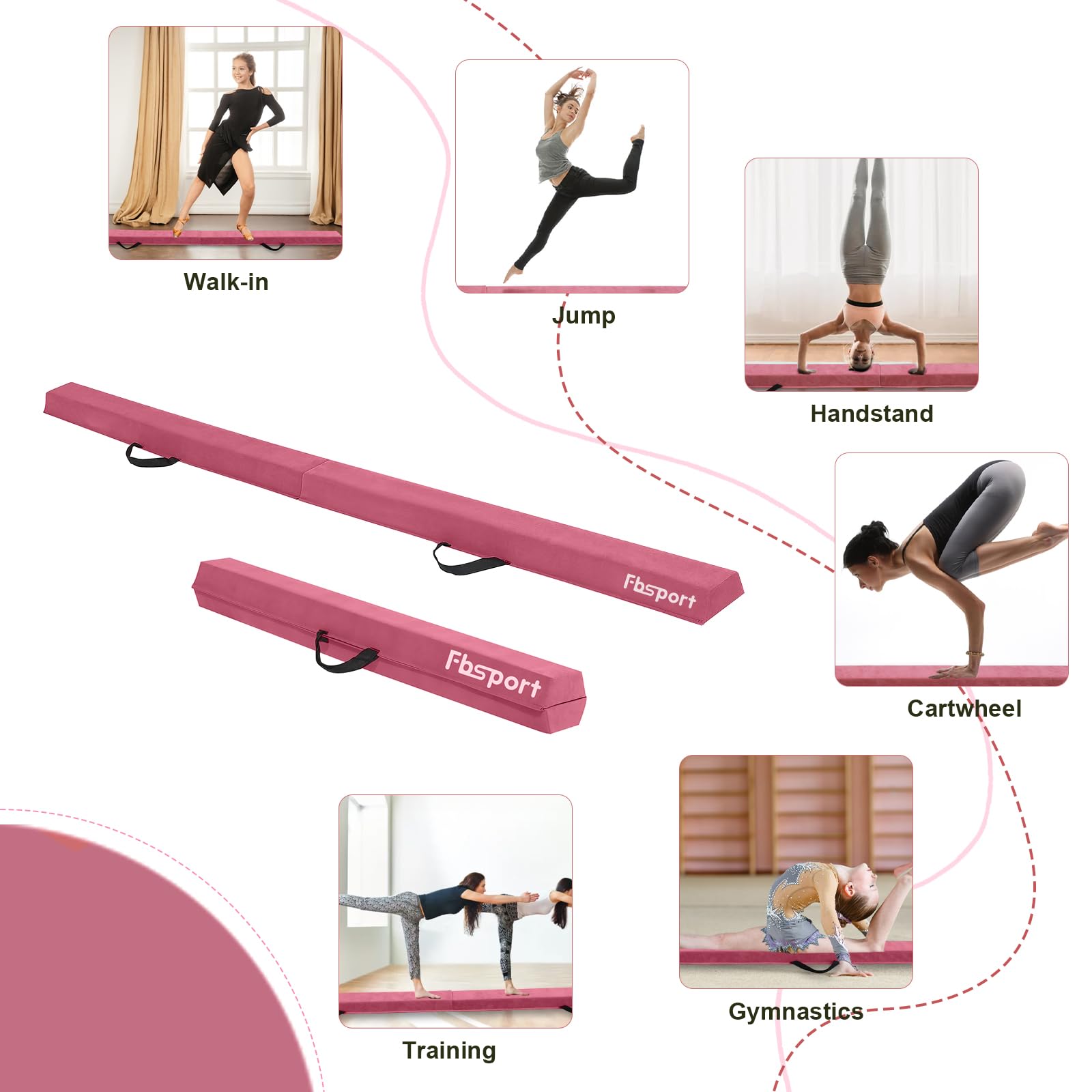 FBSPORT 270 CM Balance Beam, Gymnastics Balance Beam for Kids, Floor Balance Beam, Folding Gymnastics Beam for Training