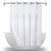 MEKOTRIN Hookless Shower Curtain with Snap on Liner Waffle Fabric Double Layer, 74 x 71 Inch Weighted White Shower Curtains with Viewing Window, Bath