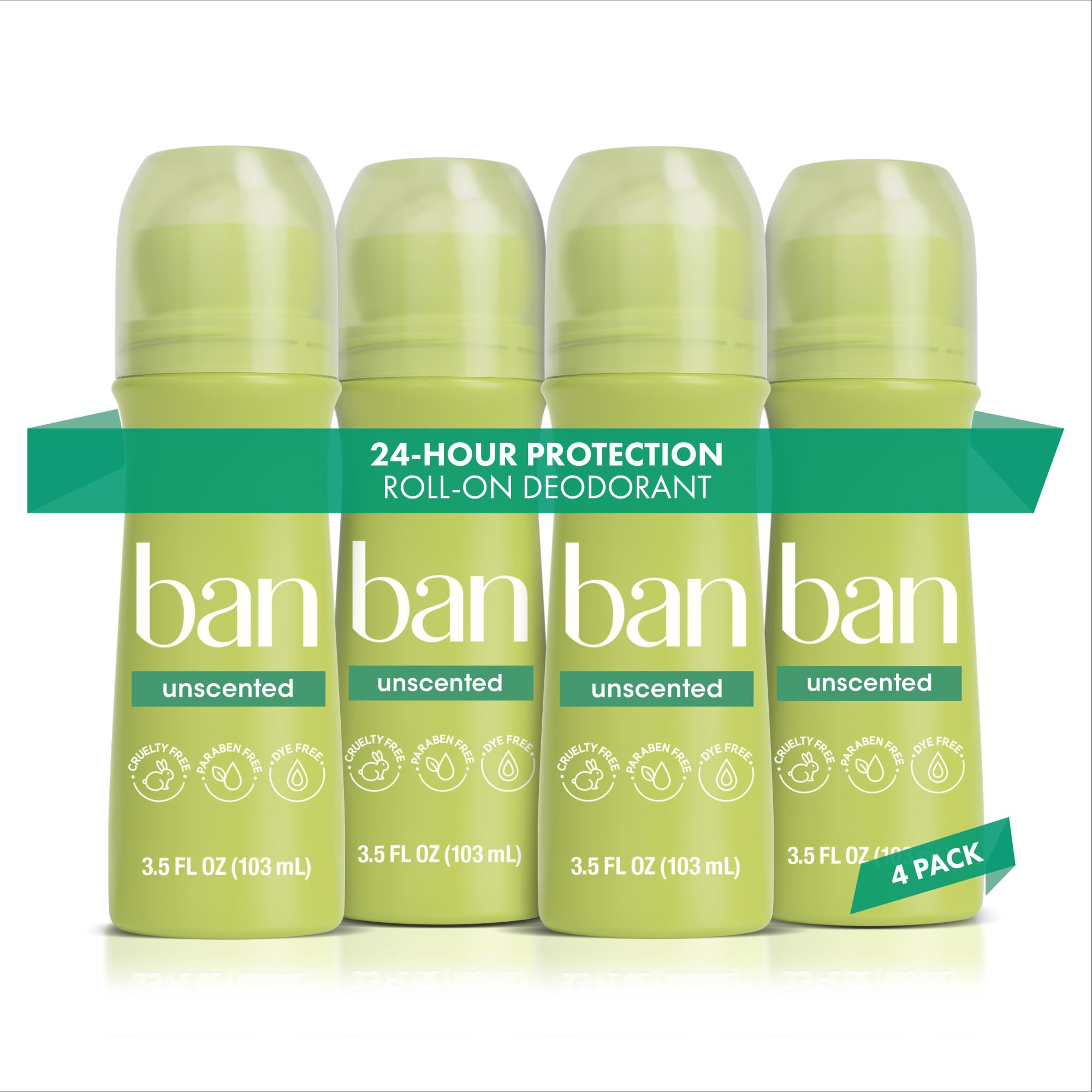 Unscented Original Roll-On Antiperspirant Deodorant by Ban for Unisex - 3.5 oz Deodorant