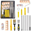 HpCuales 13pcs Paint Roller Set,Paint Rollers & Tray Set with Extension Pole,Includes a Paint Tray,Brush,Large and Mini Rollers & Sleeves,Paint