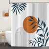 ASDCXZ Shower Curtain 180x180 cm Boho Style, Modern Abstract Art Sun Leaves Lines White Bath Washable Shower Curtains Polyester Textile Waterproof
