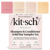 Kitsch 4pc Solid Shampoo & Conditioner Sampler Set ? Rice Water & Castor Oil Shampoo Bars, Rice Water & Coconut Oil Conditioner Bars ? Bottle-Free