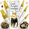 Funcils 5 Acrylic Gold Paint Pen Metallic - Golden Marker Metallic Paint for Wood, Fabric, Canvas, Leaf, Tire, Metal, Glass - Gold Paint Pen Fine Tip,