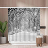 Woutay Shower Curtain Mould Proof Resistant Winter Street Scenery,Water Repellant Fabric,Polyester,with 12 Plastic Hooks