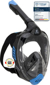 CRESSI Bali Full Face Mask Black/Blue S/M - Unisex Integral Snorkel Mask, Anti Fog Clear Lens, 100% Silicone, Dry Snorkel with Float Valve, Action Cam