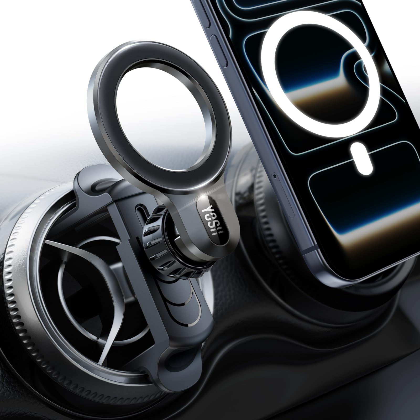 YOSH Mercedes Phone Holder, for Magsafe Car Mount for Mercedes Benz A/C Class A180/200, C180/200/260/300, GLB/GLC, Audi A1, Magnetic Holder Spring