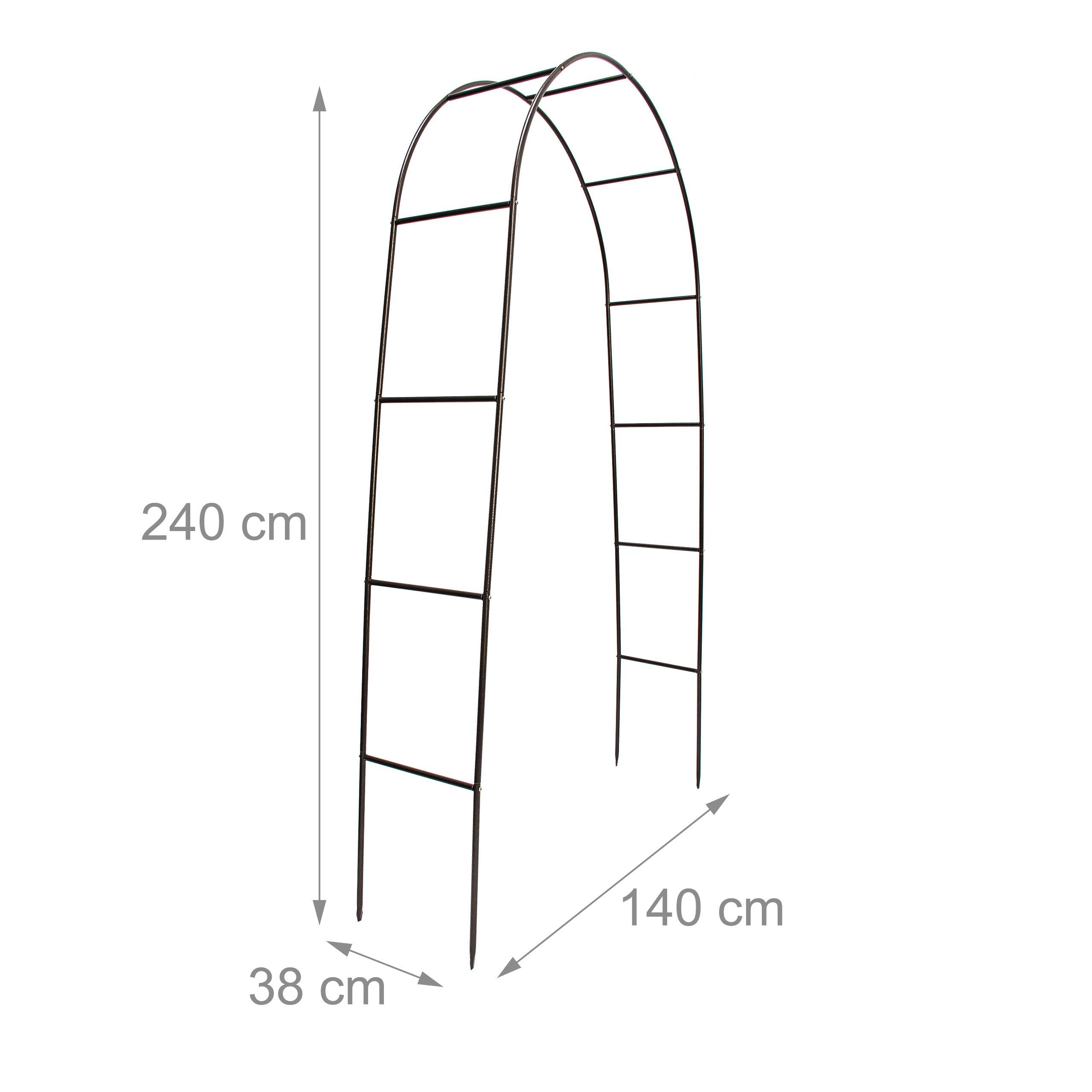 Relaxdays Powder-Coated Steel Rose Arch, Garden Arbour or Trellis, Weather-Proof Support for Climbing Plants, Dark Brown