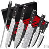 GlowTrix 5PCS Chef Knife Set, Professional Kitchen Knife Set with High Carbon German Stainless Steel Sharp Cooking Knives Nakiri Knives Bread Utility
