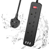 Outdoor Extension Lead with USB Slots, Waterproof Power Strip with 3 Way Outlets Surge Protector Extension Cord,Multi Plug Adapter PC Accessories