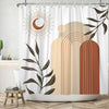 ASDCXZ Boho Shower Curtain 180x200 cm, Modern Abstract Boho Style Black Leaves Brown Moon Beige White Bath Washable Shower Curtains Polyester Textile
