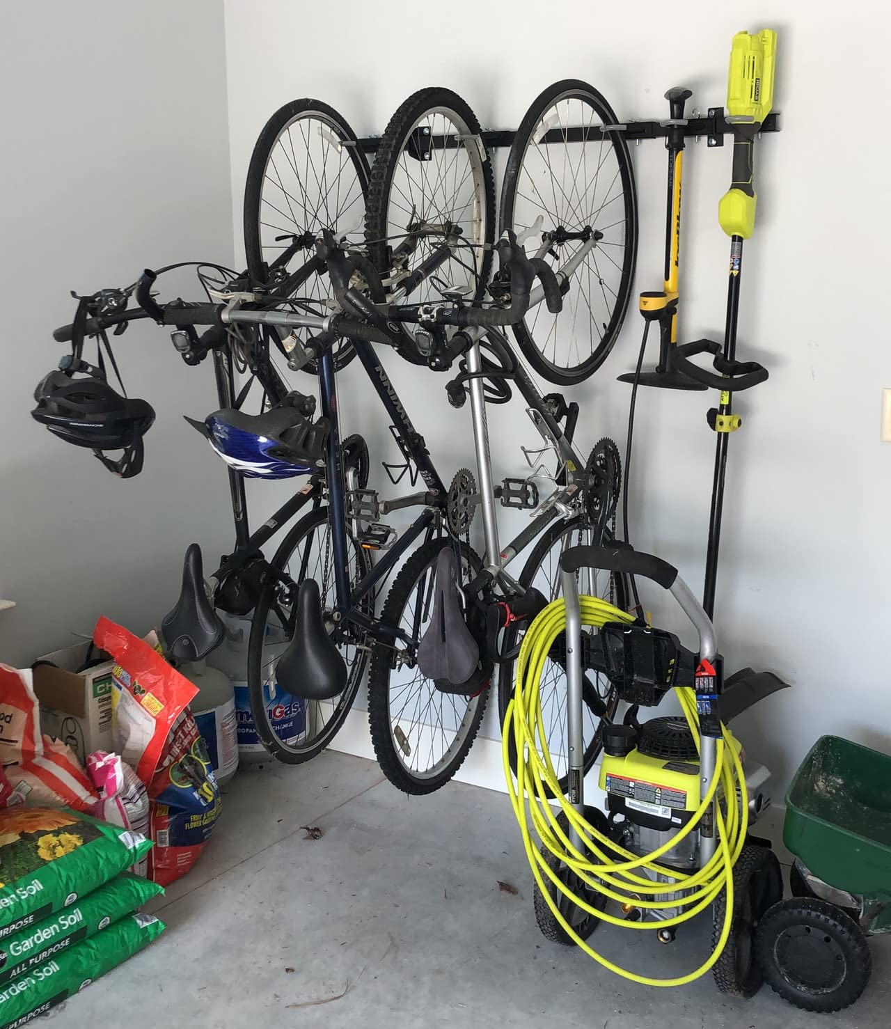 StoreYourBoard 5 Bike Storage Rack, Cycling Wall Mount Hook System, Home and Garage Adjustable Bicycle Hanging Organizer