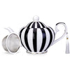 London Boutique teapot with Infuser - Tea Pot infusers for Loose Tea -700ml Capacity Perfect 2 Cup teapot -Easy Grab Handle Teapots (Black Strips)