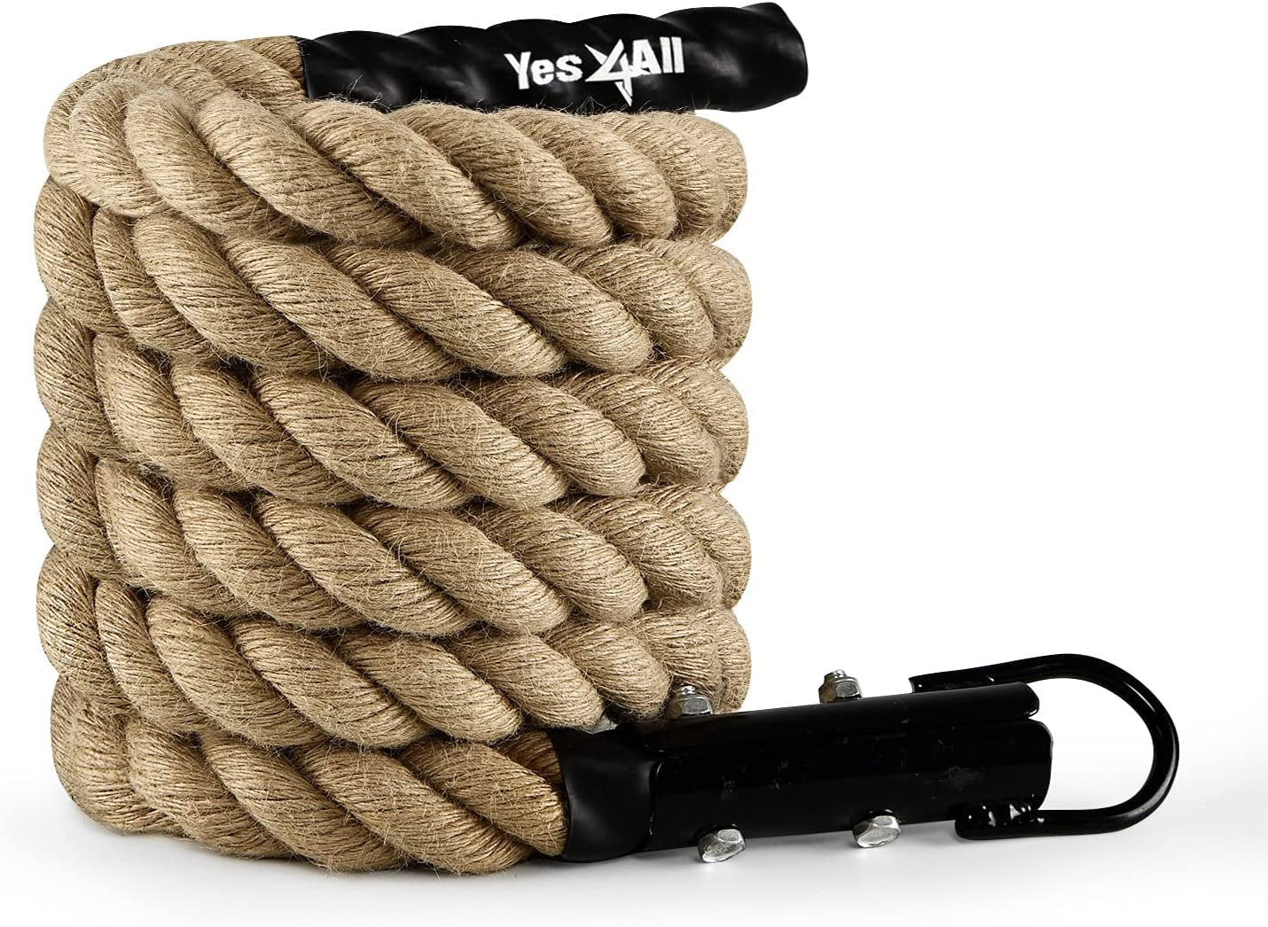 Yes4All Gym Climbing Rope with Carabiner 38mm Diameter for Fitness & Strength Training, Crossfit Exercises & Home Workouts, Strength Training Sports
