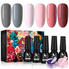 MILD EAST Gel Nail Polish Set - 6 Colors Classic Nude Grey Pink Soak Off UV/LED Gel Nail Kit with Gifts Box Manicure DIY Home Nail Art Salon Set