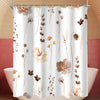 Lerores Shower Curtain, 200 x 200 cm, Brown Flower, Weighted Hem, Anti-Mould, Water-Repellent, Washable Polyester Bath Curtains with 12 Eyelets and