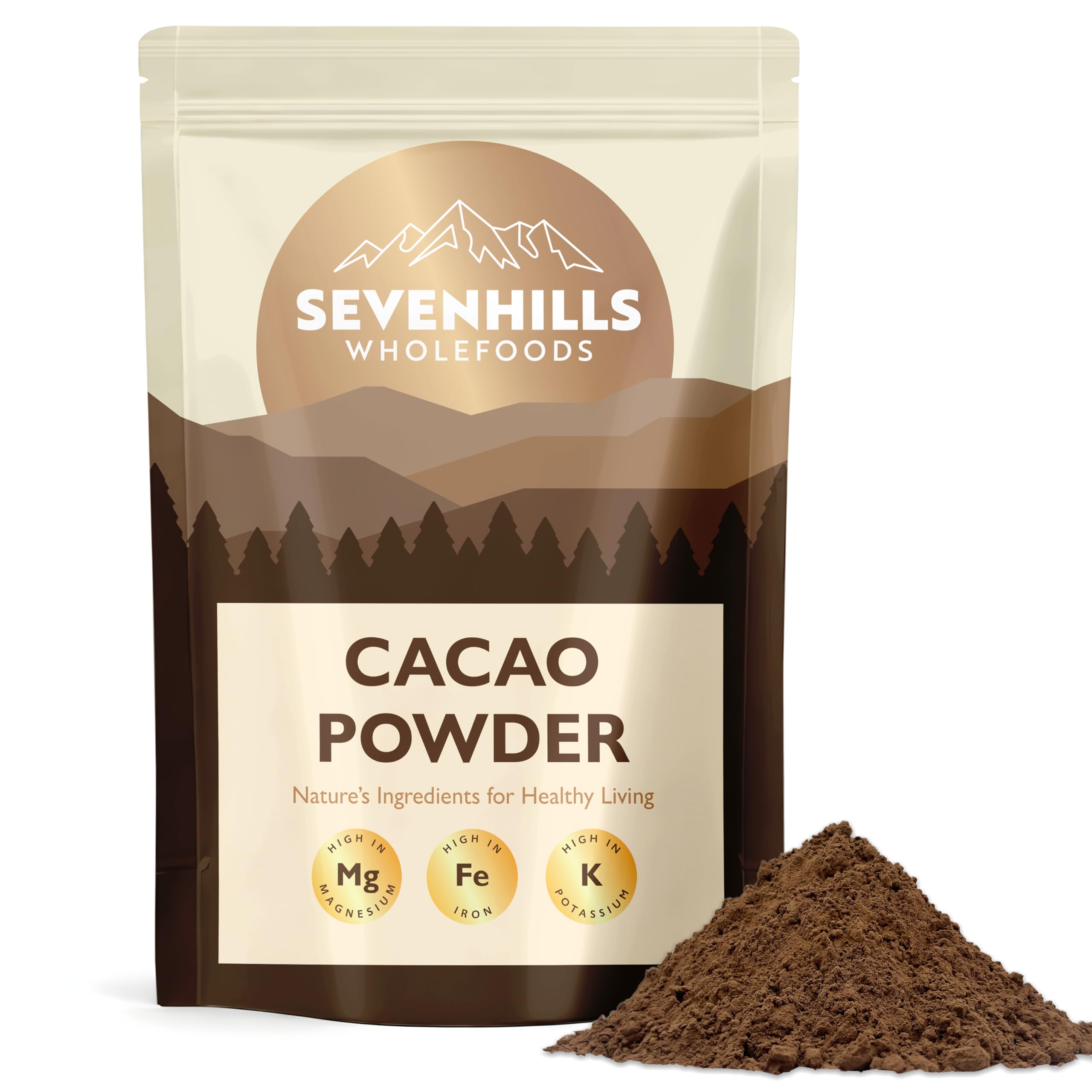 Sevenhills Wholefoods Cacao/Cocoa Powder 1kg | Natural Source of Potassium & Manganese | Pure & Vegan for Hot Chocolate, Smoothies & Baking |