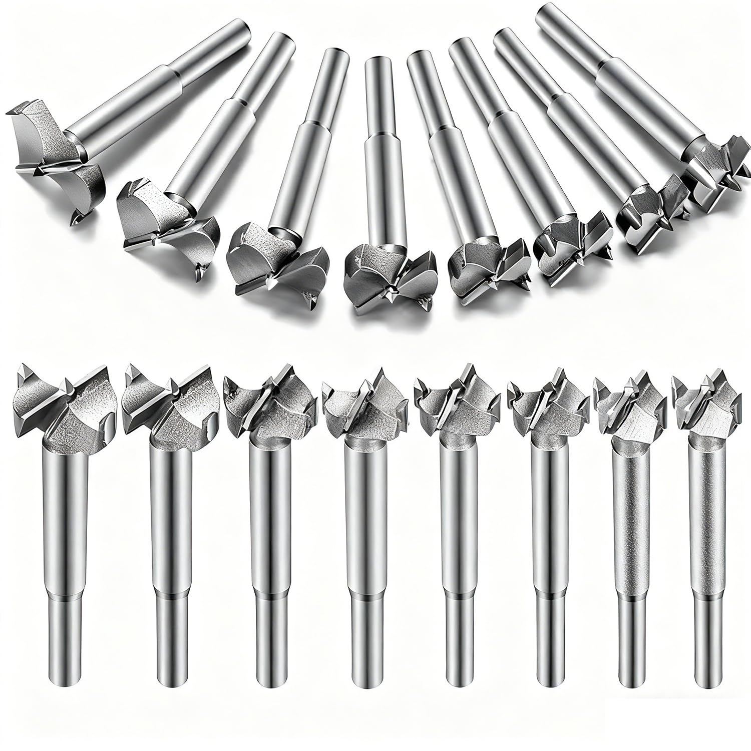 Aohoo 16pcs Forstner Drill Bit Set,Tungsten Steel, HSS Titanium Coated,?Forstner Bits for for Wood, Furniture, Cabinets, Cork, Splint, Particle