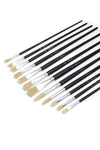 Elan Premium Paint Brush Set, 12 PCS Long Handle Synthetic Hog Brushes with Angled, Filbert, Flat, and Round Paintbrushes for Oil Painting