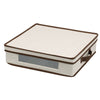 Household Essentials Vision Window Charger Plate Storage Chest, Natural Canvas with Brown Trim