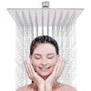 LIVOREST Square Rainfall Shower Head - 10 inch Large, Overhead Fixed Rain Showerhead with Angle Adjustment - Stainless Steel 304 with Chrome Finish -