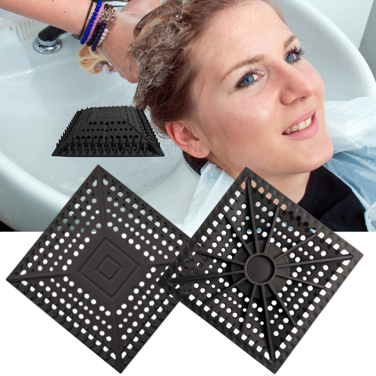 iAnomla Shower Drain Hair Catcher, Upgraded 2Pack Square Premium Silicone Drain Protector & Shower Drain Cover for Regular Floor Drains of Shower