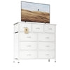 Flrrtenv Chest of Drawer with 9 Drawers, Modern Bedroom Cabinte, 9 Fabric Drawers with Wooden Top, Sturdy Metal Frame, Tall White Hallway Storage Unit