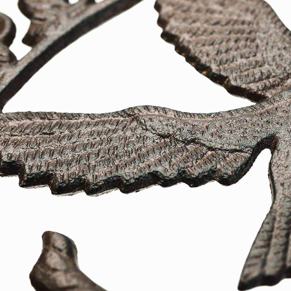 Sungmor Cast Iron Plant Hanger Wall Hooks - Heavy Duty Hanging Basket Brackets - Hummingbird Shape & 26.5CM & 2PC Brown - Decorative Wall Hangers for