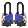 SEPOX? 44MM Weatherproof Outdoor Padlock Keyed Alike, Heavy Duty Steel Lock Body with Blue Cover Water Risistant, Long Shakle 2pcs Locks with 4 Keys